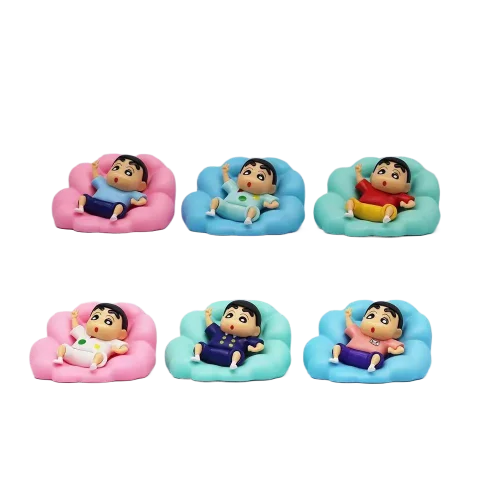 

6pcs GK Casual Cloud Crayon Shin-chan in Pajamas and School Uniform Reclining Figure Model