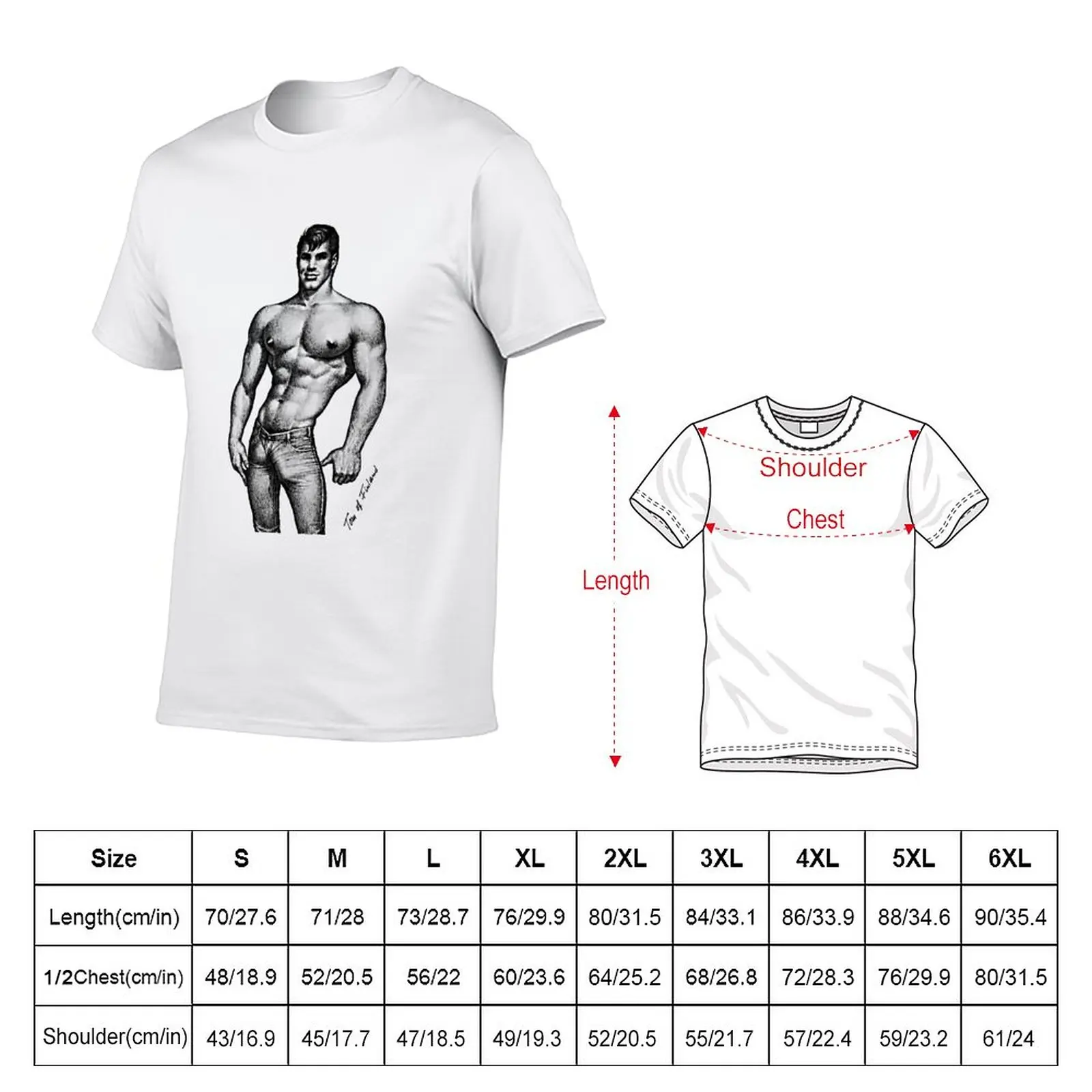 Vintage Tom of Finland Sketch (White) T-Shirt tops hippie clothes t shirts for men