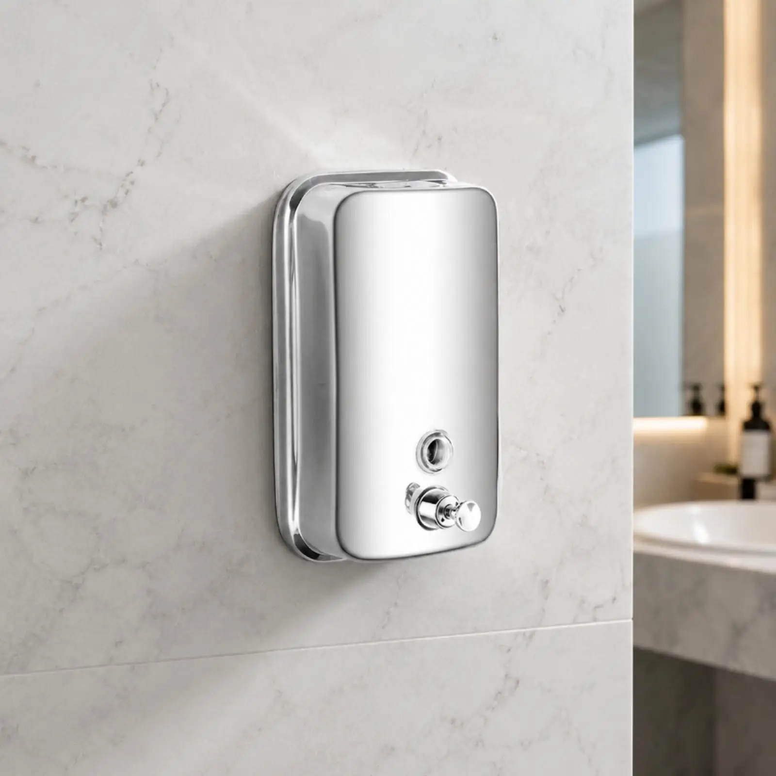 Wall Soap Dispenser Stainless Steel Rectangular Pump for Liquid Hand Soap Shower Gel Shampoo Bathroom Kitchen Mounted Holder