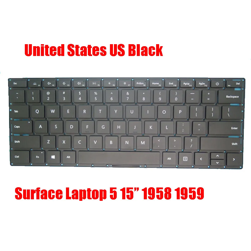 

Laptop Keyboard For Microsoft surface Laptop 5 15” 1958 1959 United States US/FR/KR/Nordic NE no Frame Without Backlit Film