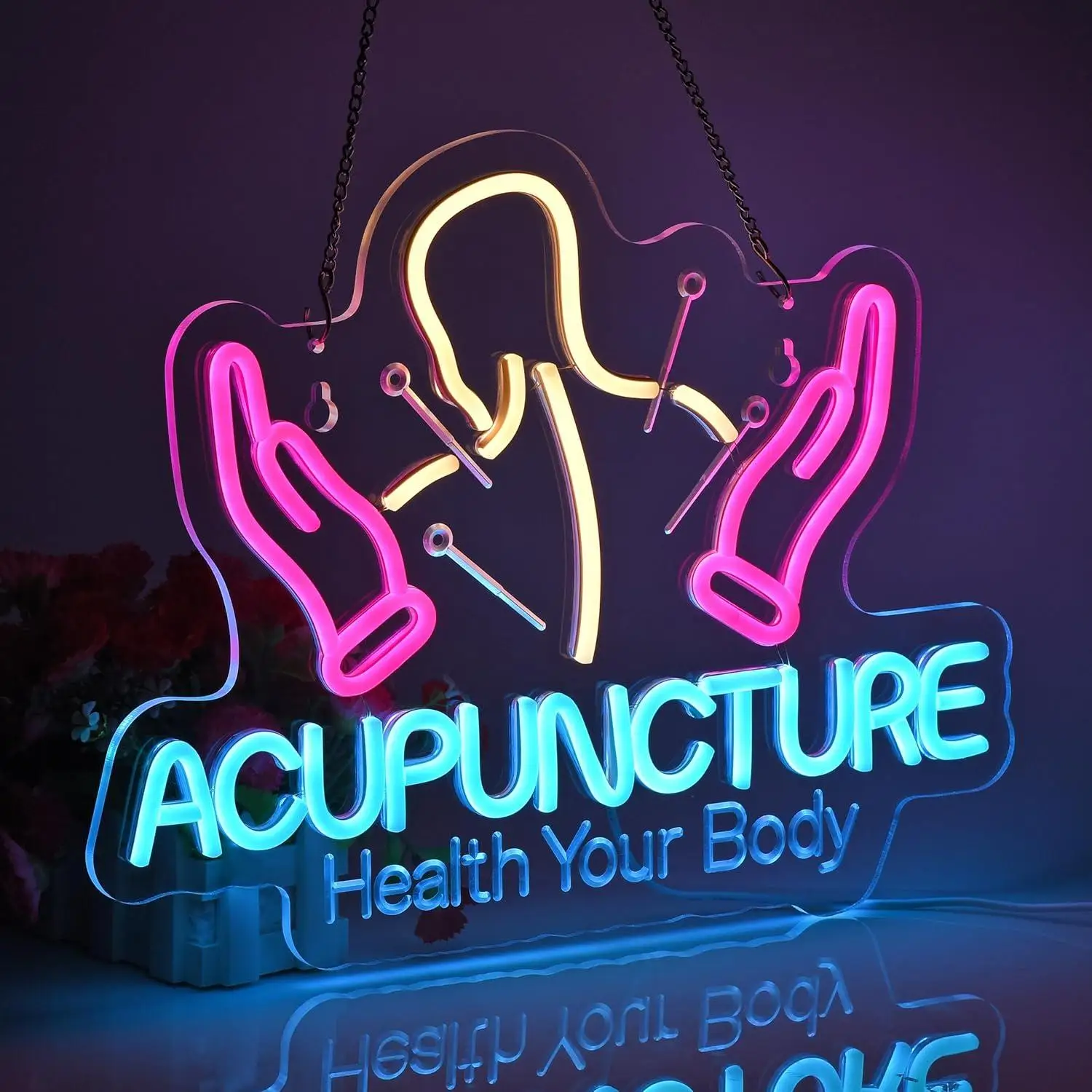 Acupuncture Neon Sign USB Dimmab LED Lights for Body Relax Massage Room Physical Therapy Spa Wellness Center Decor Business Sign