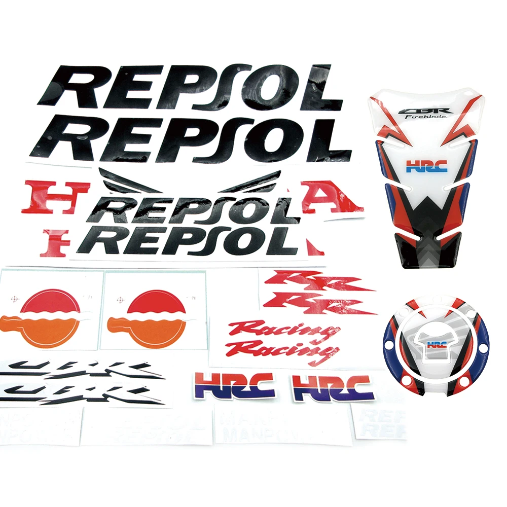 Autocollants de carrosserie de course de carénage de décalcomanies d\'insigne d\'emblème de moto, accessoires pour Honda CBR 600 RR Repsol CBR600RR