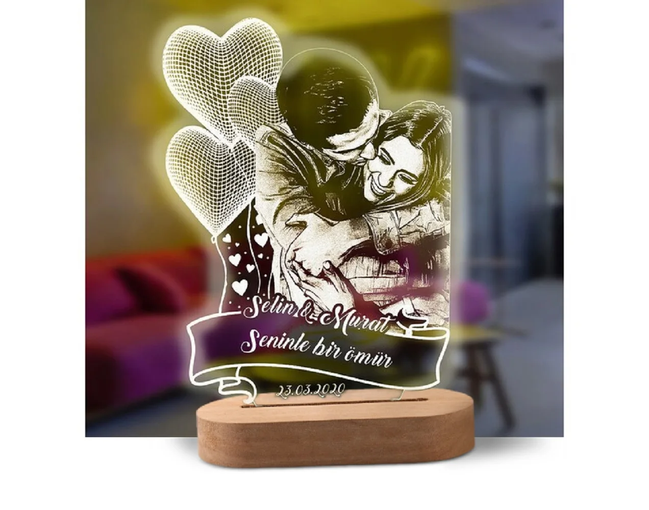 Personalized 3D Lamp Custom Photo Night Light Heart LED Lamp Name Date On Anniversary Wedding Valentin\'s Day Gift couples gifts