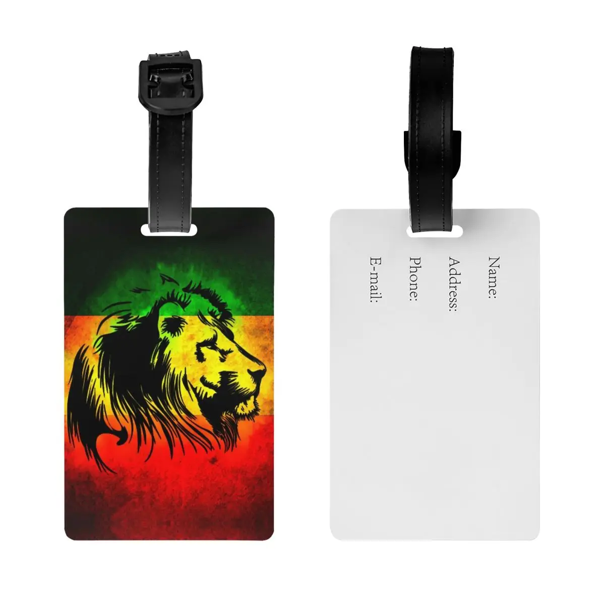 Custom Jamaican Reggae Rasta Lion Luggage Tag Privacy Protection Jamaica Flag Proud Baggage Tags Travel Bag Labels Suitcase