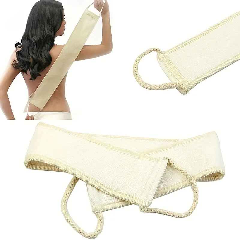 Exfoliating Body Scrubber - Soft Washcloth for Dead Skin Removal & Dry Brushing | Long Bath Sponge with Strap for Shower & Spa