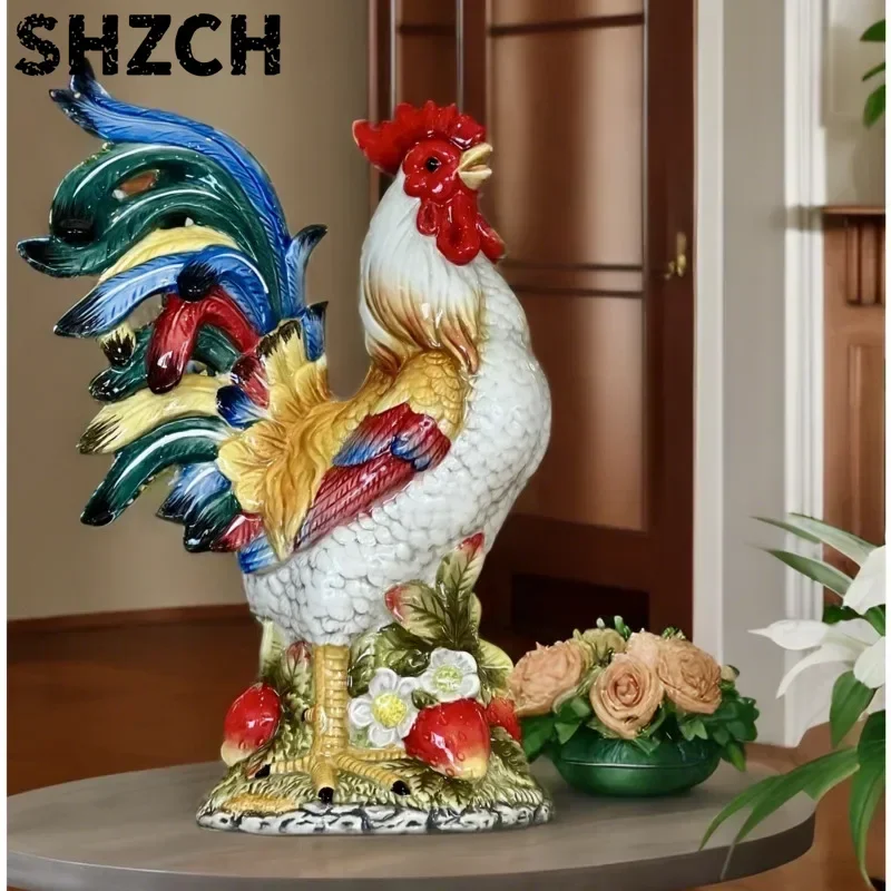 Indoor Feng Shui Simulated Animals Strawberry Rooster Craft Ornaments Living Room Ceramic Decor, Wine Cabinet, Home Accessories