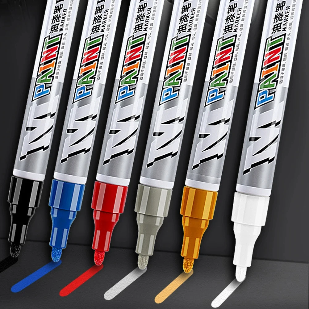 Car paint scratches repair brush pen waterproof water paint marker pen car tire tread care automotive black white red silver