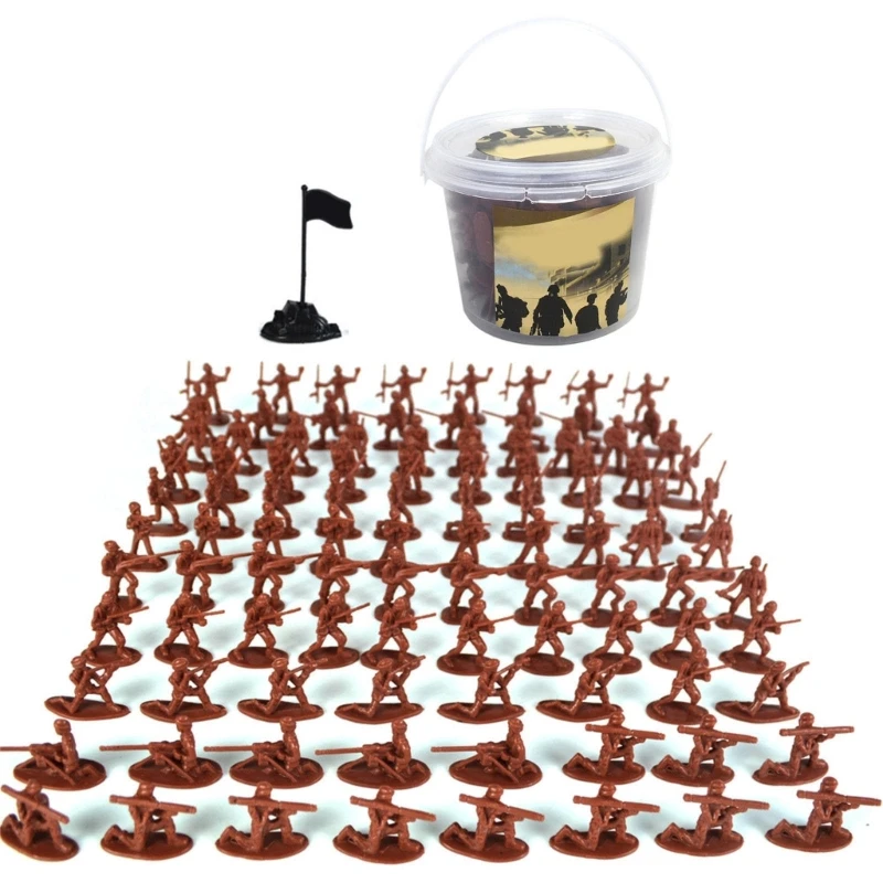 100pieces Mini Military Soldiers Figures Set Toy Toddler Army Men Kids Toy Figures Tanks Children Play Static Figures