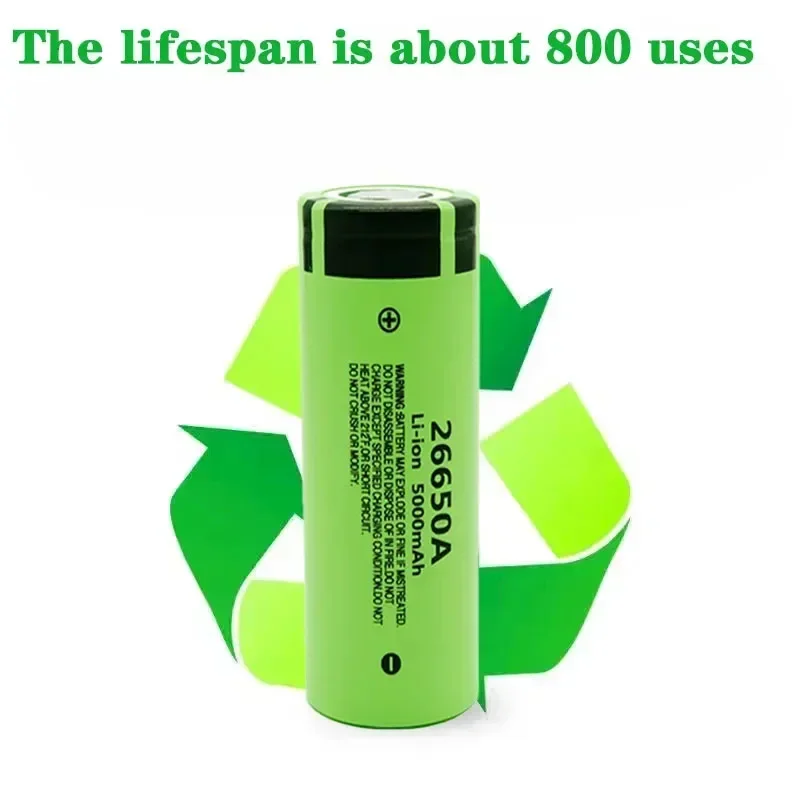 Brand New 100% Original 26650 20A Rechargeable Lithium Battery 26650A, 3.7V 5000mAh Large Capacity Suitable for Flashlights