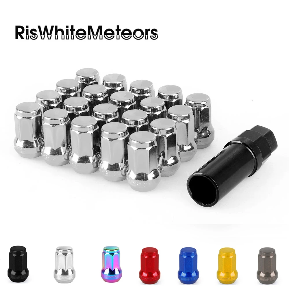 

20PCS M12*1.25 Iron Heptagonal Wheel Rays Lock Lug Nuts Length 32MM Closed End lug nut For Honda For Ford