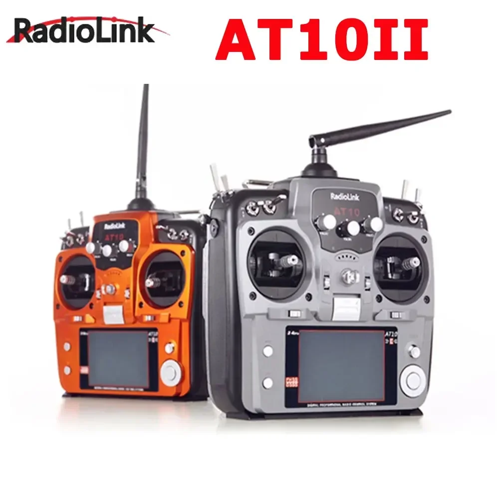 

Radiolink AT10 II 12CH RC Transmitter and Receiver R12DS 2.4G DSSS&FHSS Radio Remote Controller for RC Drone/ Fixed Wing