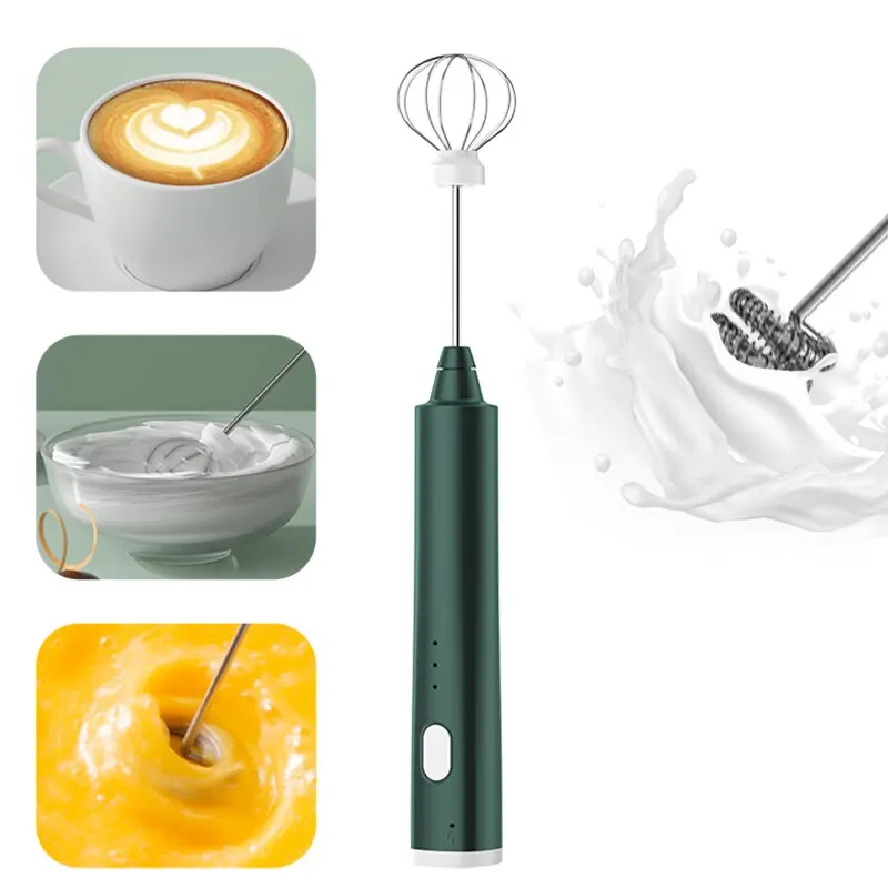 

A Set USB Rechargeable Handheld Egg Beater 3 Speeds Electric Milk Frother Foam Maker Mixer Coffee Drink Frothing Wand Foamer
