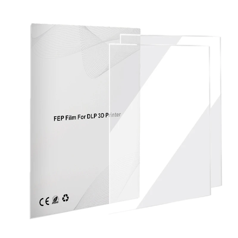 2 Pieces FEP Film Sheet 140 x 200 mm High Transmittance Strength, 0.1 mm Thickness for UV DLP 3D Printers