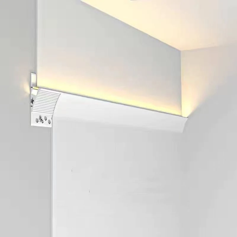 Profil aluminiowy LED do mycia ścian w górę, oświetlenie wewnętrzne, świecąca linia talii, żywa sufit pokoju, tynkowa lampa liniowa