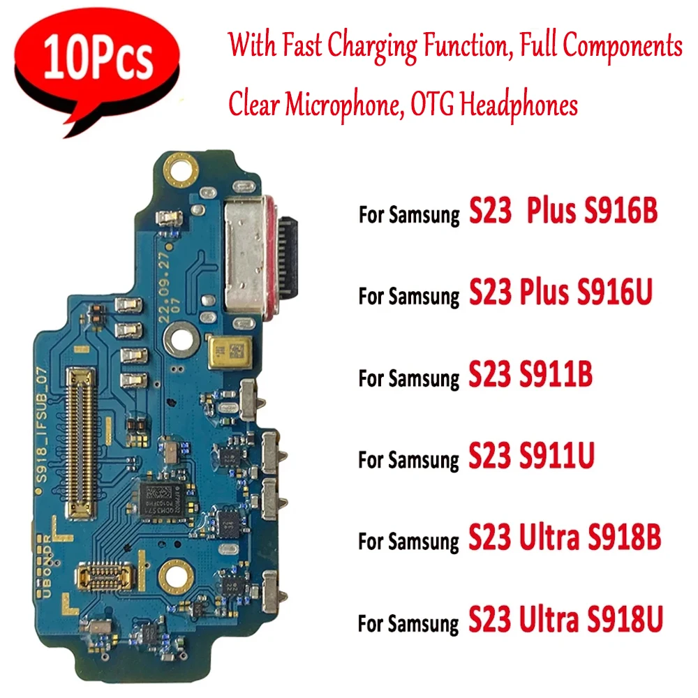 

10Pcs，NEW Tested USB Port Charger Dock Plug Connector Charging Microphone Board Cable For Samsung S23 Plus Ultra S918B S918U