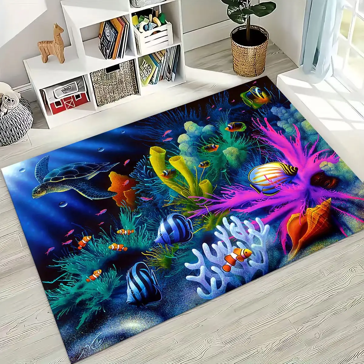 27-стильный коралловый ковер с подводным миром и черепахой морского дельфина для спальни, гостиной, дивана, домашнего декора, детский нескользящий напольный коврик