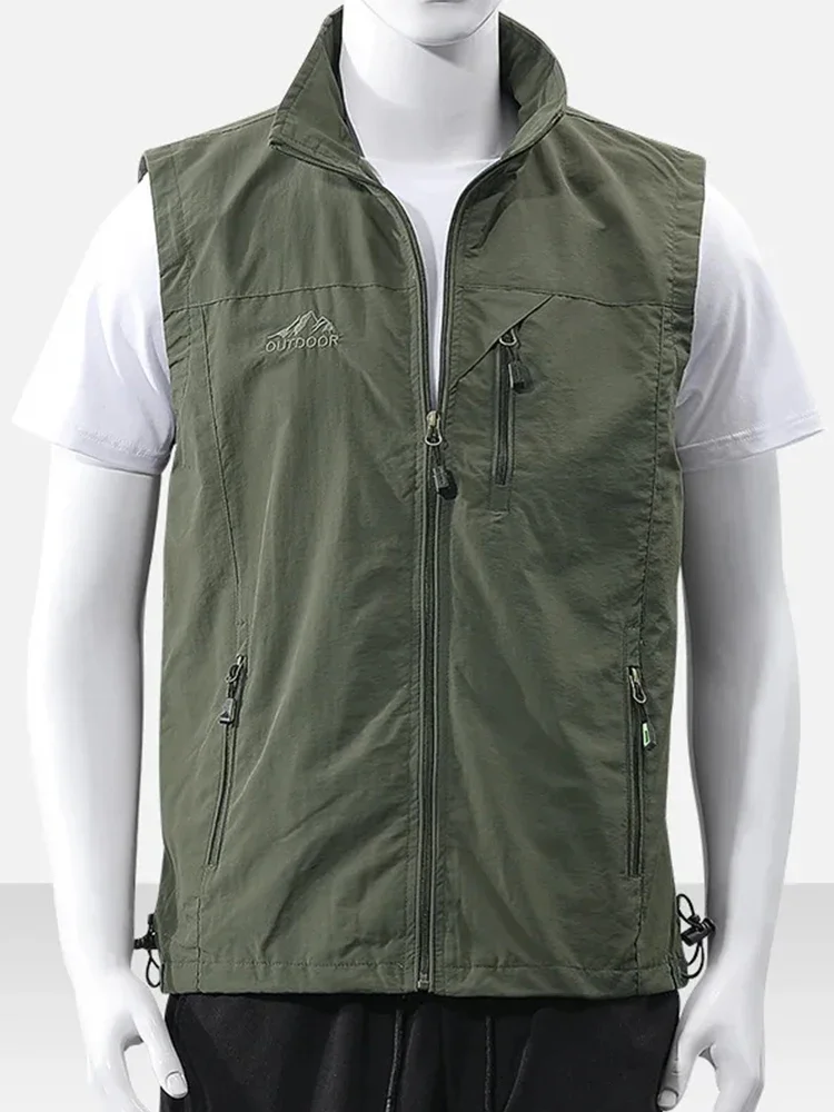 High end light luxury spring and autumn, two sided casual stand collar, functional thin vest, men's vest jacket, top, camisole