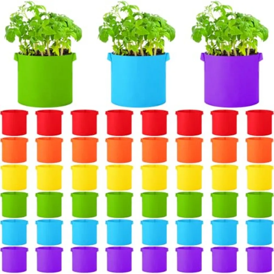 

Набор разноцветных мешков для выращивания растений, большие мешки для выращивания, тканевые горшки из утолщенного нетканого материала с ручками для использования в помещении и на улице