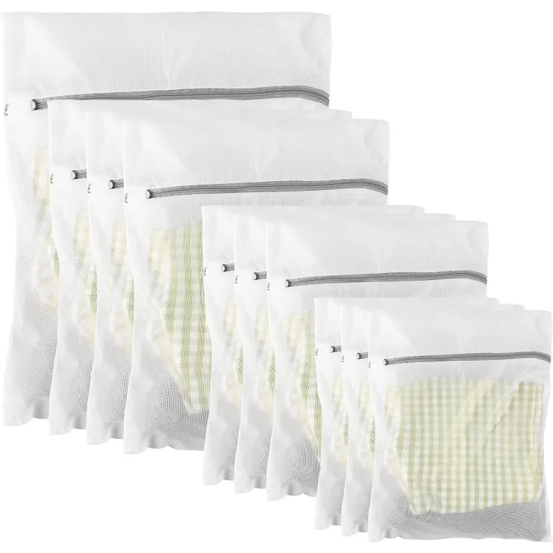 

10 Pack Mesh Laundry Bags for Delicates- White Laundry Bags Mesh Wash Bags,for Washing Machine Travel Storage[1XL/3L/3M/3S]