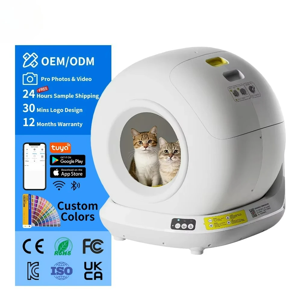 

Smart Cat Toilet Self Cleaning Automatic Enclosed Litter Box WiFi App Control Multiple Cat 78L Capacity Auto Cat Toilet