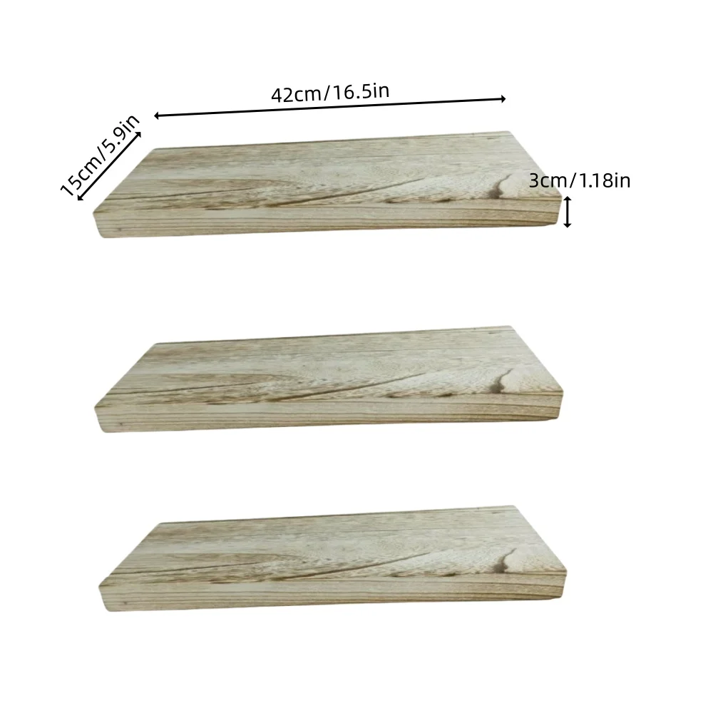 3-Piece Set Wall-Mounted Floating Shelves,White/Oak Color,Capacity for Bathroom Living Room Bedroom Minimali