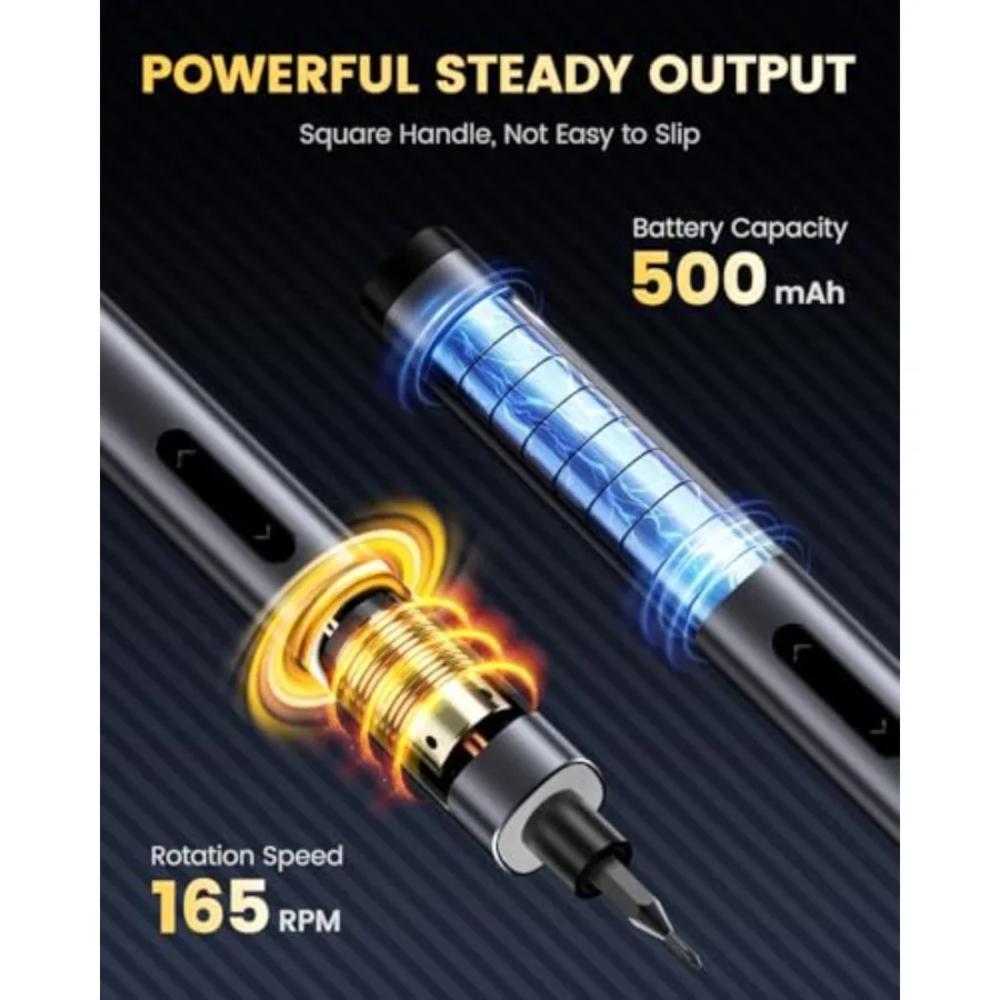 Rechargeable Cordless Electric Screwdriver Set with Precision Bits LED Lights Charging Cable and Compact Carrying Case Ideal fo