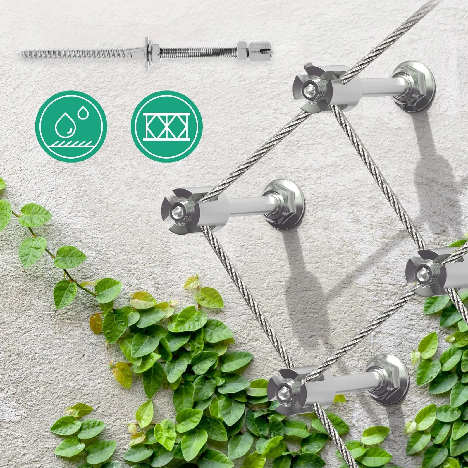 

1pc Cross Clamp Fixing Fixture Stainless Steel Garden Trellis Screw Climbing Plants Outdoor Wire Rope Anchor Vine Wall Mesh