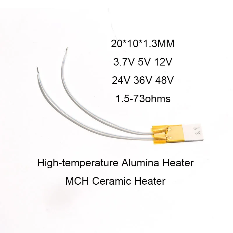 20*10*1.3mm MCH High-temperature Micro-ceramic Heater 24V 36V Temperature control For Professional Equipment 13-14ohms 65-73ohms