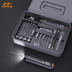 JIMIHOME Stackable Tool Kit Tray Set Electric Screwdriver Set Cordless Power Screwdriver Kit 65 in 1 Home Repair Tools X1-I