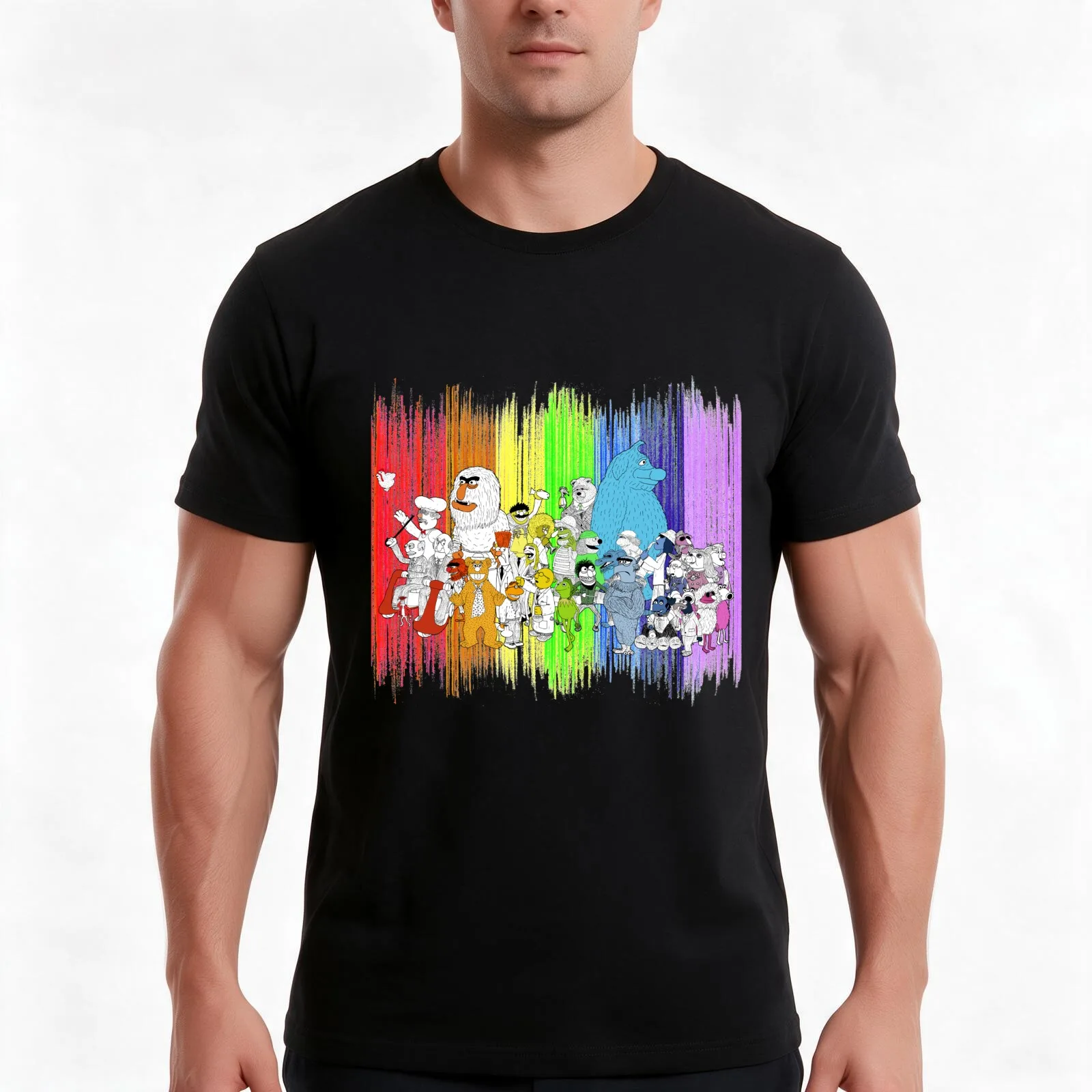 The Rainbow Connection T-Shirt, Summer Casual Cotton Tee, Oversized Streetwear Tops, Vintage Graphic Print, Unisex Men Women