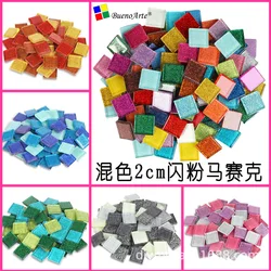 2cm Shiny Glass Mosaic DIY Handmade Material Color Square Granular Bathroom Tiles Wholesale Bulk  Self Adhesive Mosaic Tiles 1kg