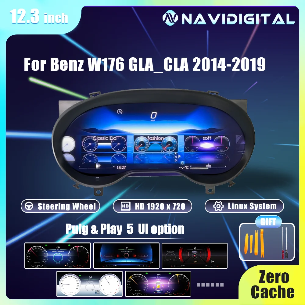 مجموعة لوحة القيادة الملاحية 12.3 بوصة لسيارة Mercedes Benz C GLA CLA W176 117 C177 X156 2014 6 Ntg4.5 5.0 لوحة أدوات السيارات قمرة القيادة #1