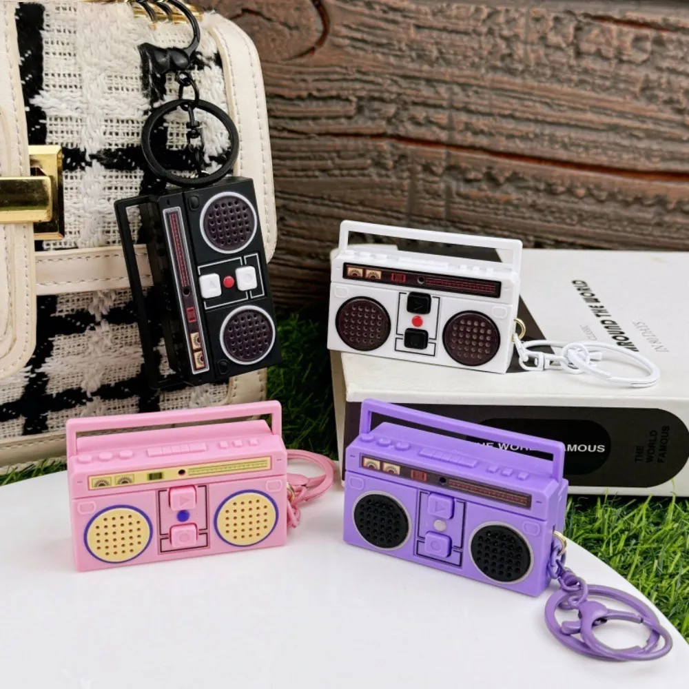 Creative Funny Mini Radio Recorder Keychain Vintage Cassette Player Music Box Music Toys Classical Bag Ornaments Keyring Gift