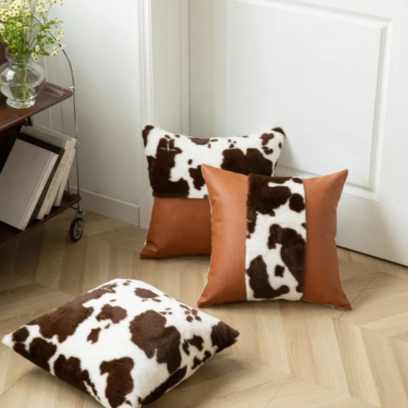 Cow plush pillow cover car pillow sofa cushion living room core pillowcase throw pillow