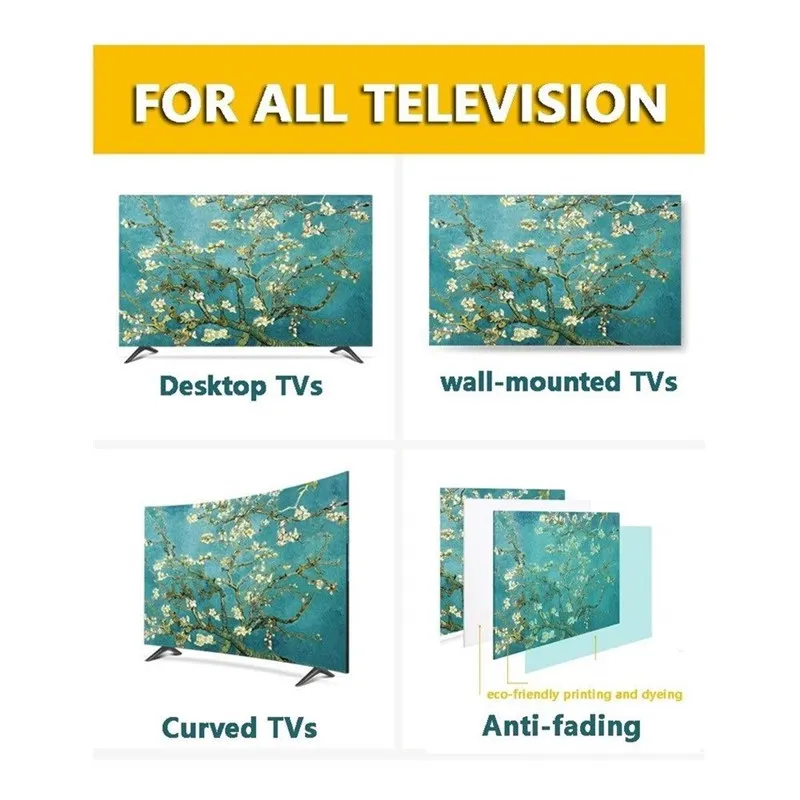 GoodTop  TV Cover Protection Dust Cover Household Hanging LCD TV Dust Cloth 19-70 Inches Living Room Decoration for Televisions