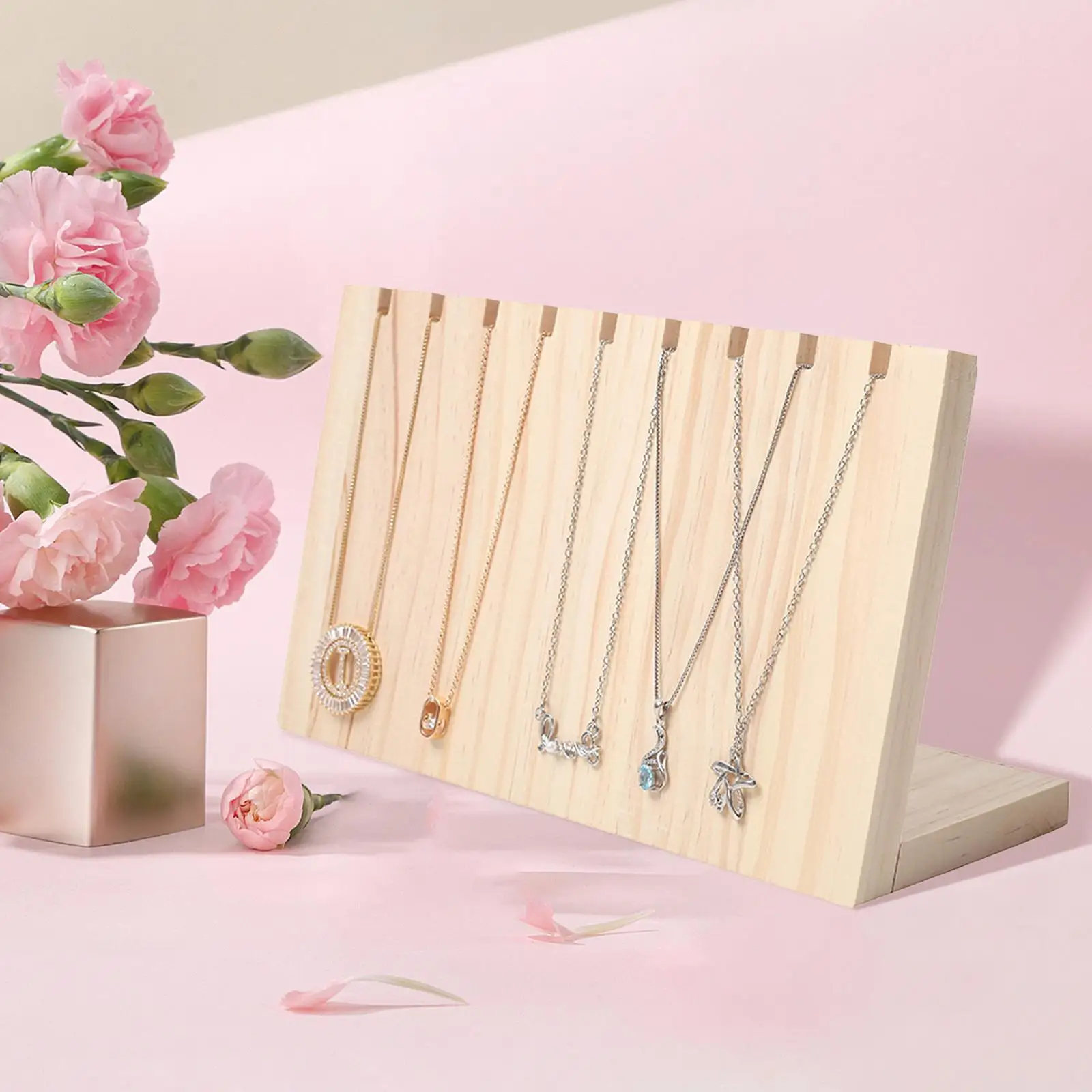 Necklace Jewelry Stand Wooden Slant Dangling for Pendant Tabletop Shows