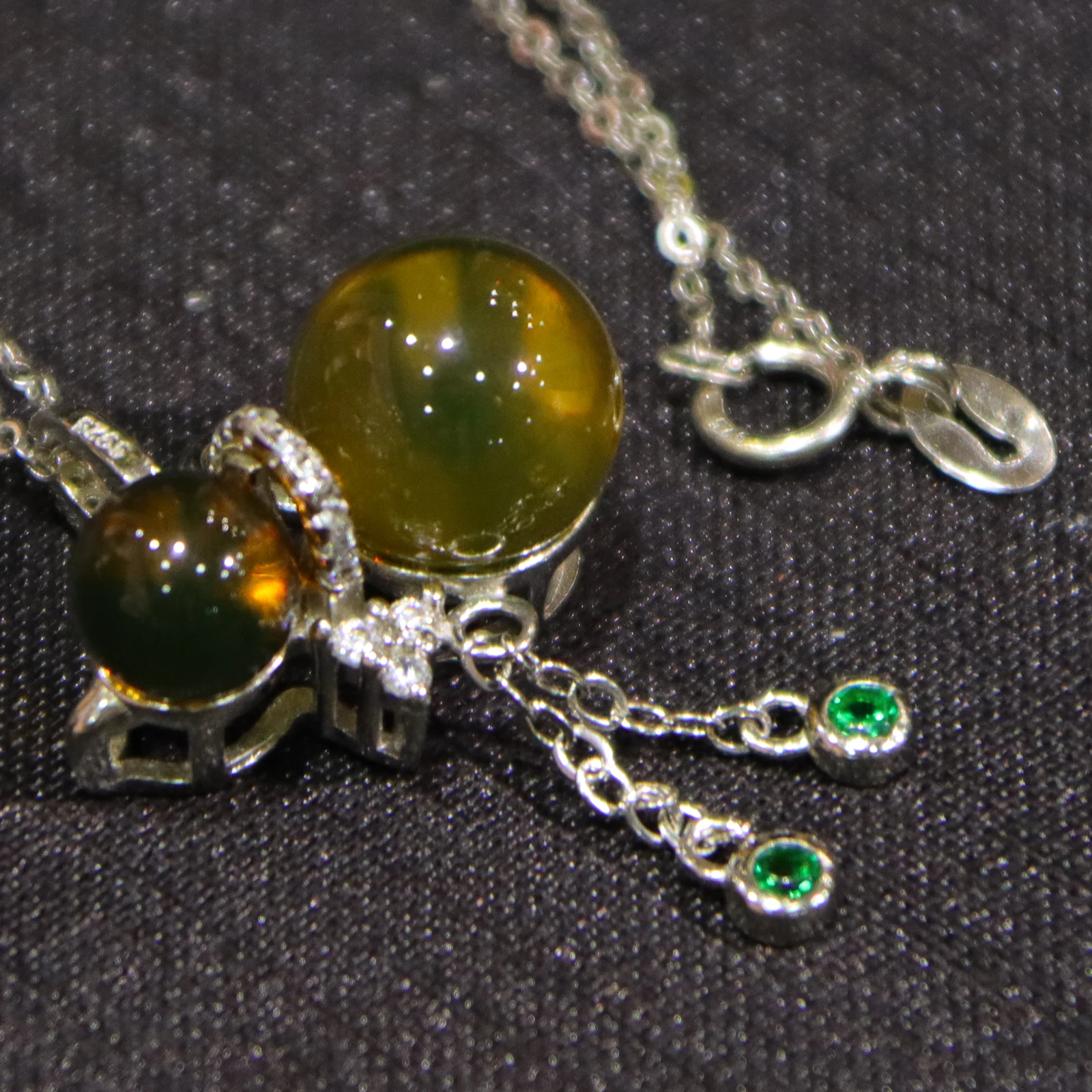 atural Mexican Blue Amber Gourd Pendant Pure Silver Inlaid 6mm 9mm Round Beads