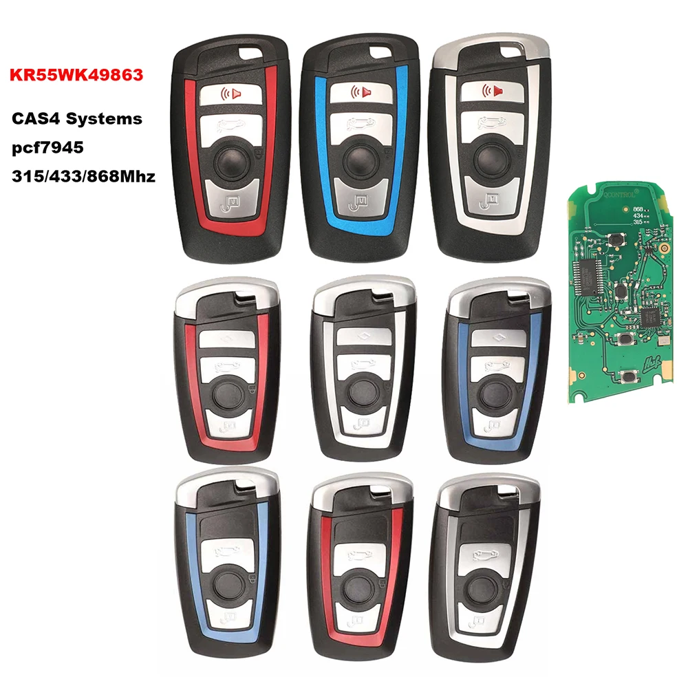 

jingyuqin New 868/315/433mhz Car Remote Smart Key For BMW 1 3 5 7 Series CAS4 System Auto Vehichle Alarm KR55WK49863