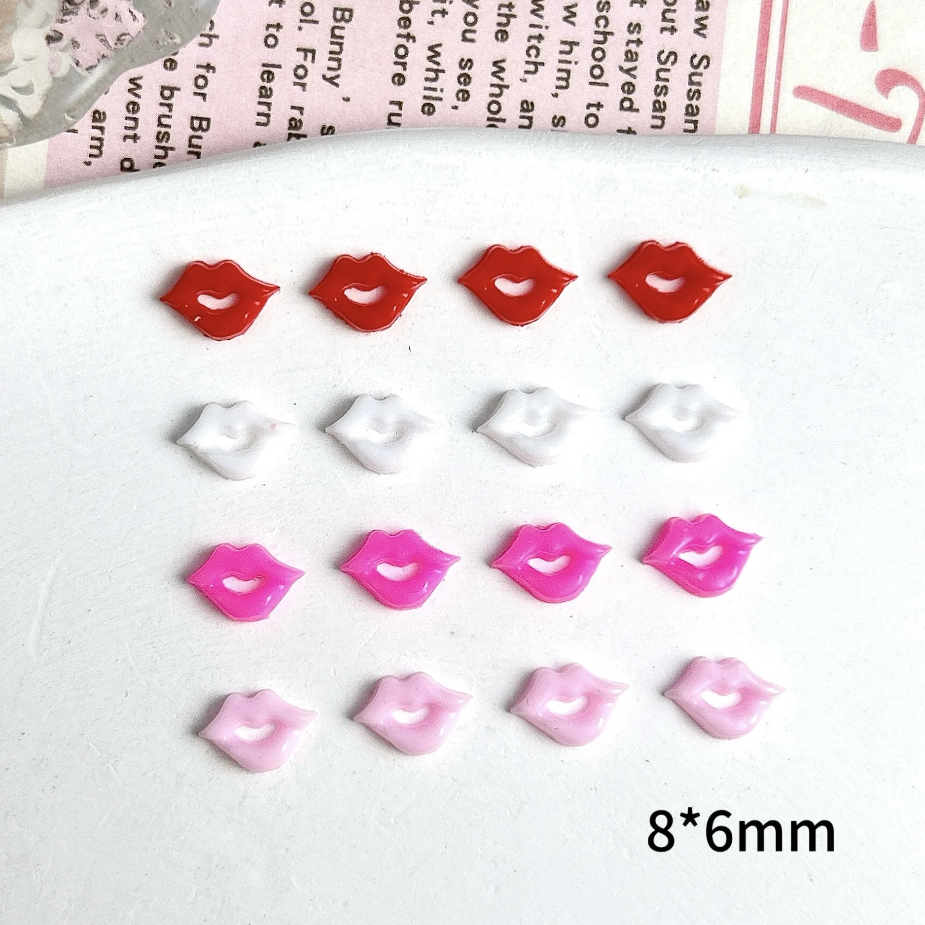 Sexy Lips Nail Art Accessories Multi Colors Lipstick Marks Nail Charms Wearable Nails 3D Decorations Supplies DIY Manicure Parts