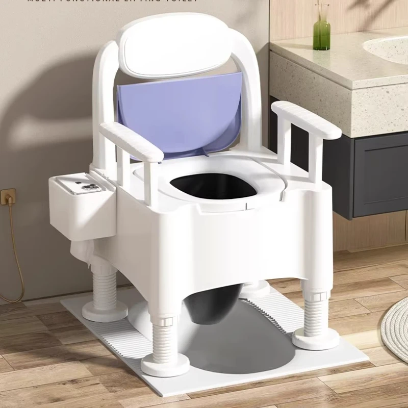 Portable Commode Chair, Adjustable Bedside Toilet for Elderly & Pregnant, Lightweight Non-Slip Potty Chair for Home Use