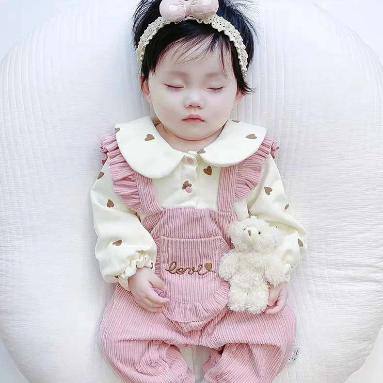 

Baby Rompers Spring Autumn Clothes Cute Baby Girl Toddler Fake Two Piece Jumpsuit Fashion Princess Rompers