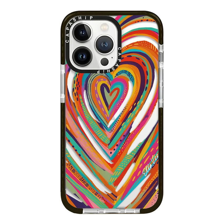 Trendy Multicolor Twisted Heart Vortex Case For iPhone 16 15 14 13 12 11 Pro X XS XR Max 7 8 Plus Soft TPU Shockproof Back Cover