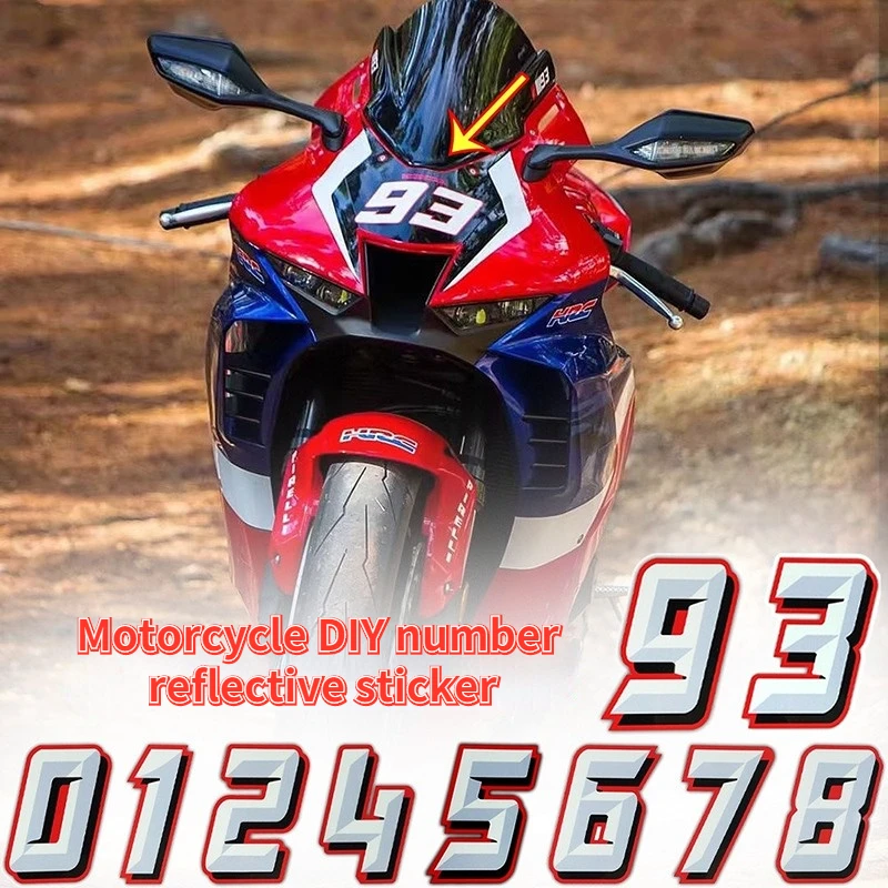 

Motorcycle Racing Number Stickers DIY Reflective Motorcycle helmet Head Decals for Motorcycle off-road vehicle 0-9 Digital