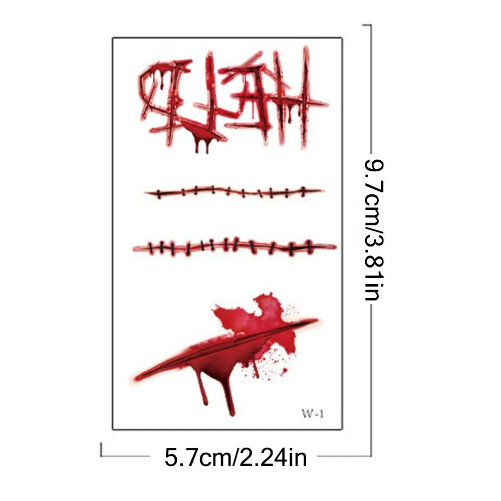 Multicolor Halloween Tattoo Sticker Bloody 3D Scar Realistic Temporary Tattoos Decals Body Makeup Festival Decor