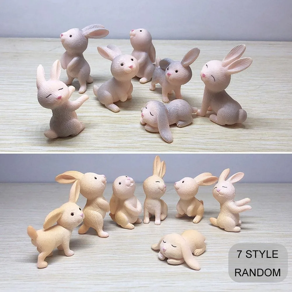 Micro Landscape Figurines Cute Miniature Figurines Resin Rabbit Fairy Garden Hare Ornament Home Decor Easter Decoration