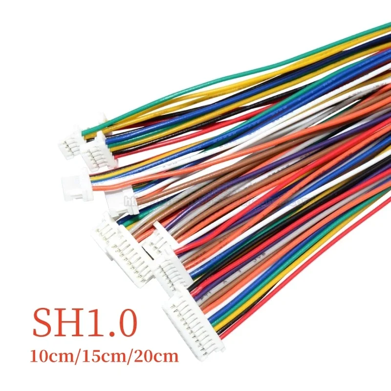 10pcs SH1.0 Electronic Wire Single Head Tin Plated Connecting Line 10cm/15cm/20cm SH 1.0mm Pitch Cable 28AWG 2/3/4/5/6/7/8/9/10P