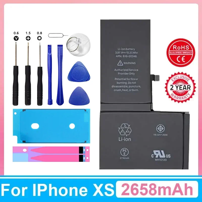XDOU 2024 New Phone Battery For IPhone XS IPhoneXS With Free Repair Tools Kit 2658mAh High Capacity Bateria Replacement
