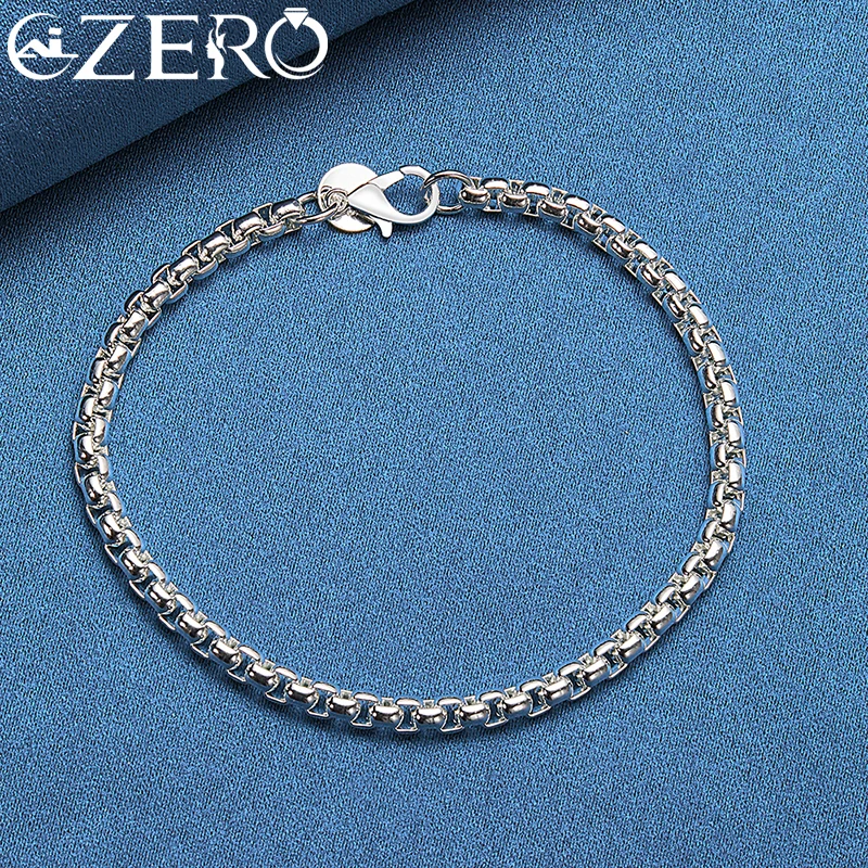 ALIZERO 18-karatowe złote bransoletki 925 Sterling Silver 4mm Okrągła bransoletka z łańcuszkiem dla kobiety Mężczyzna Biżuteria modowa Prezent ślubny — zdjęcie 7