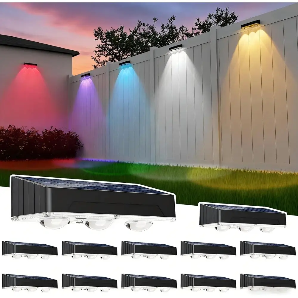 

Outdoor Waterproof LED Spotlights with 1000 Lumens Brightness, 12-Piece Black 3-Lens Deck Lights Set for Wall, Patio, and Yard I