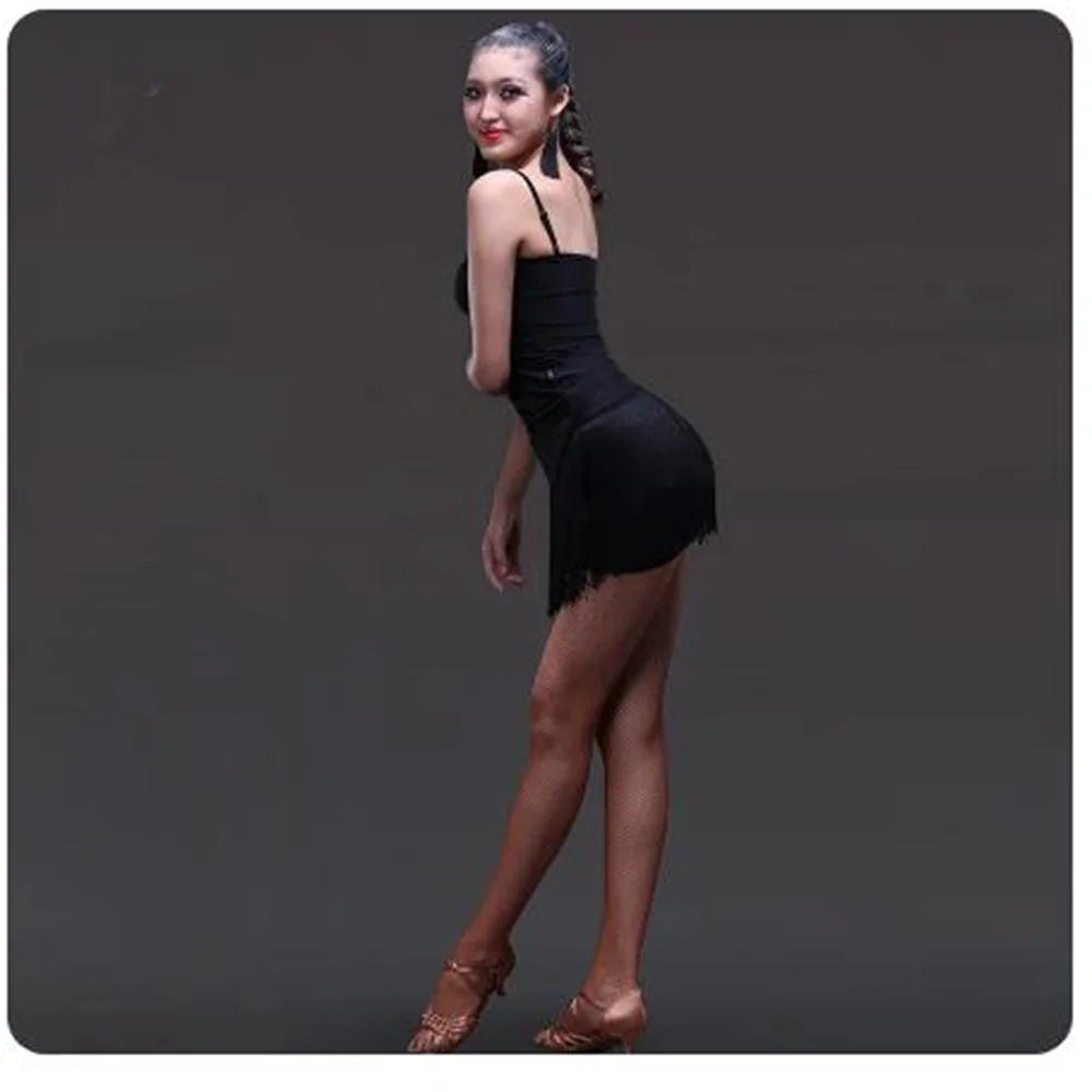 سيدة شرابة اللاتينية تنورة رقص المرأة الأسود شرابة أنماط فستان رقص اللاتينية المنافسة/ممارسة Dancewear التنانير S-2XL POP